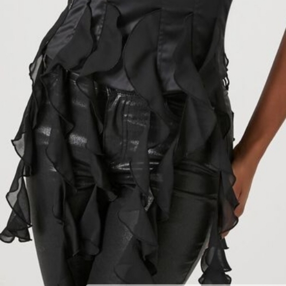 Forever 21 Cherry Mellow Satin Ruffle-Trim Cropped Tube Top Size Medium - Picture 5 of 8